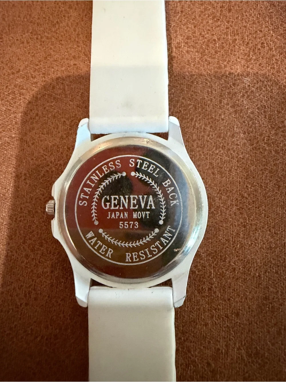 Geneva Platinum Women's Watch - All White Silicone Band & Dial, Rhinestone Bezel